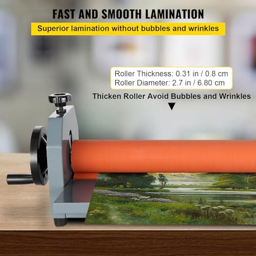 VEVOR 29.5 Inch Cold Laminator Machine 10mm Manual Vinyl Photo Film Cold laminator Hand Crank Pressure Cold Roll laminator(29.5 Inch)