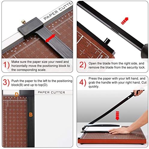 18" Guillotine Paper Cutter, 12-Sheet Precision Trimmer with Safety Lock