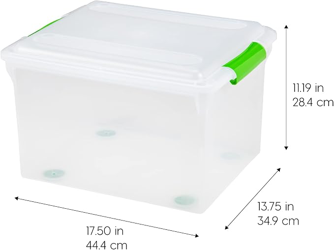 IRIS USA 4-Pack 35 Qt. File Box Organizer with Lid, Clear | Organize classroom documents, lesson plans and teaching materials with secure storage for teachers, schools and educators