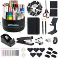 Office Supplies,Desk Accessories,Desk Organizer,Stapler,Tape Dispenser,Folding Phone Holder,Scissors,Notebook,Staple Remover,Staples,Clear Tape,Sticky Notes,Paper Clips,Bookmark,Pen,Pen pals Ect.27pcs