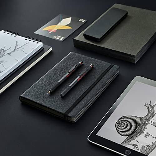 rOtring 800+ Mechanical Pencil and Touchscreen Stylus, Twist-to-Retract, HB 0.5 mm, Black Metal Barrel