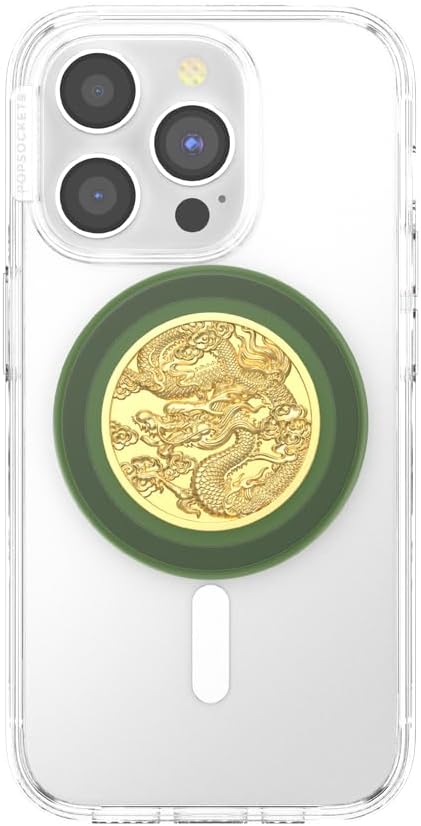 PopSockets Phone Grip for MagSafe, Magnetic Holder- Enamel Dragon | Removable, For Kindle / Android / iPhone, With Magnet, Enamel, Designs, iPad, Removable, Popper