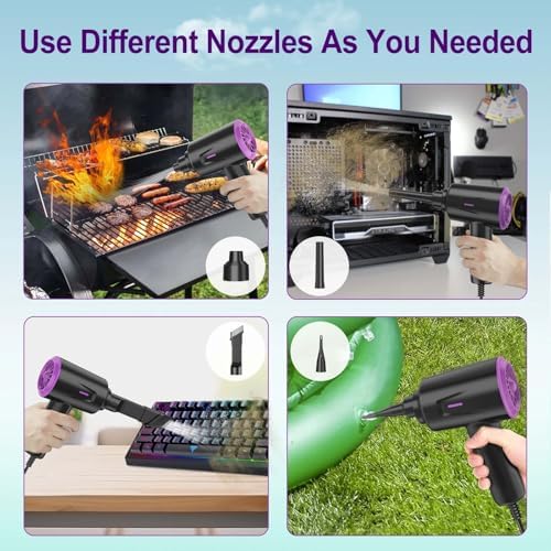 Meudeen Air Duster - Compressed Air - 5.74 oz High Power Cleaning for Computer - PC - 2 Gear Air Blower (Black Purple)