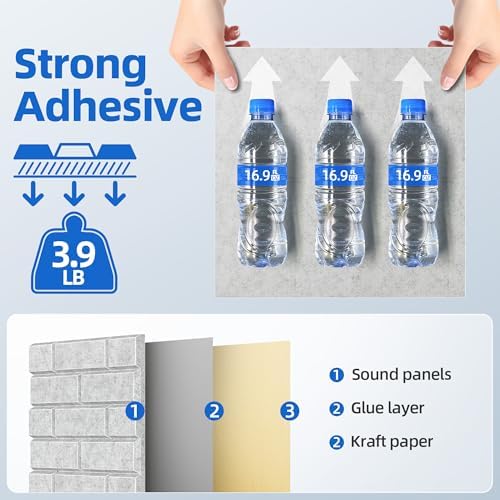 12 Pack Acoustic Panels with Self Adhesive Sound Proof Foam Panels for Wall