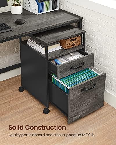 VASAGLE 2 Drawer File Cabinet, Rolling Printer Stand
