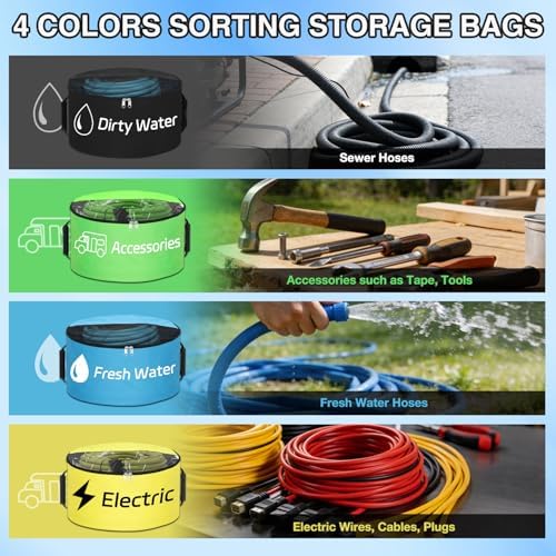 Nilight 4 Pack RV Hose Storage Bags, Waterproof Utility Bag with Cover