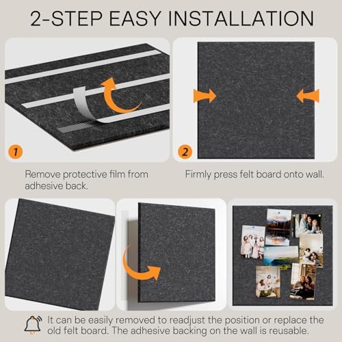 MaxGear Extra Large Bulletin Board 72" x 48", Dark Gray Felt Wall Tiles
