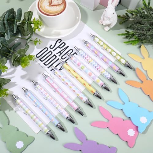 JarThenaAMCS 60Pcs Easter Stationery Set Colorful Bunny Rabbit Sticky Note Pads with Egg Stripe Wave Ballpoint Writing Pens for Spring Home Office Classroom Party Favors Supplies