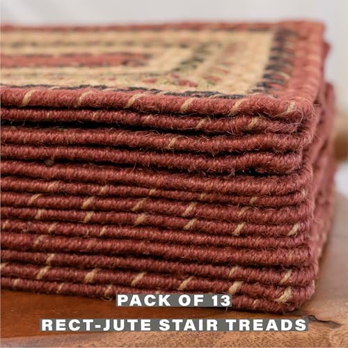 Homespice Highland Jute Braided Stair Treads, Rect 8x28 Set of 13