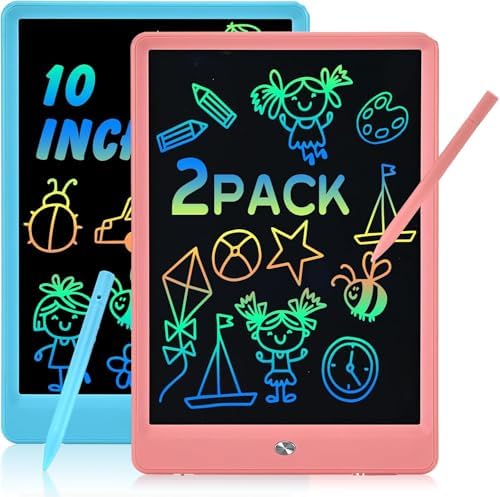 Gifts for Girls Boys Toys, 2 Pack LCD Writing Tablet 10 Inch, Drawing Pad for Kids, Toddler Travel Essentials, No Mess Coloring Books for Toddlers 1-3, Birthday Stocking Stuffers Kids
