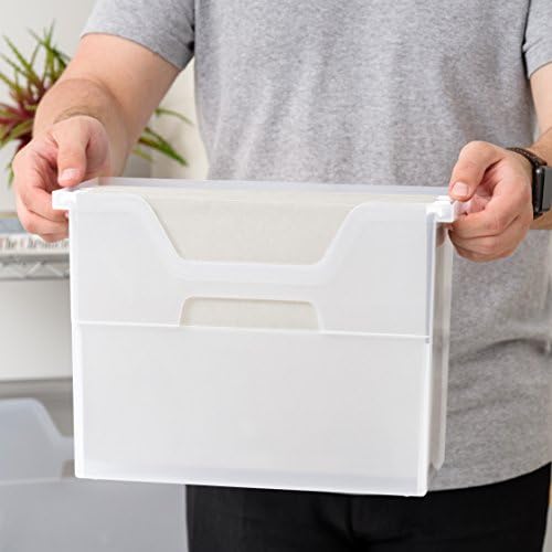 IRIS USA 6-Pack Medium Desktop File Box with Open Lid, Clear | Organize classroom papers, lesson plans and supplies with portable storage for teachers, schools and educators