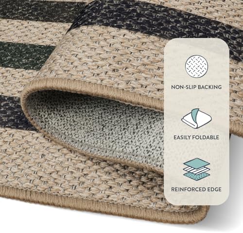 Lahome Modern Geometric Easy Jute Rug, 4x6 Washable Indoor Outdoor Rug