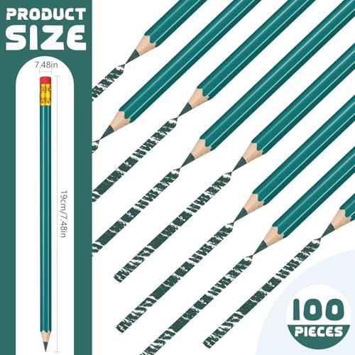 Sivak 100 Pack Green Colored Pencils with Eraser, Presharpened, Checking, Correcting, Grading, Drawing, Art, Map Coloring, Tests, Gifting