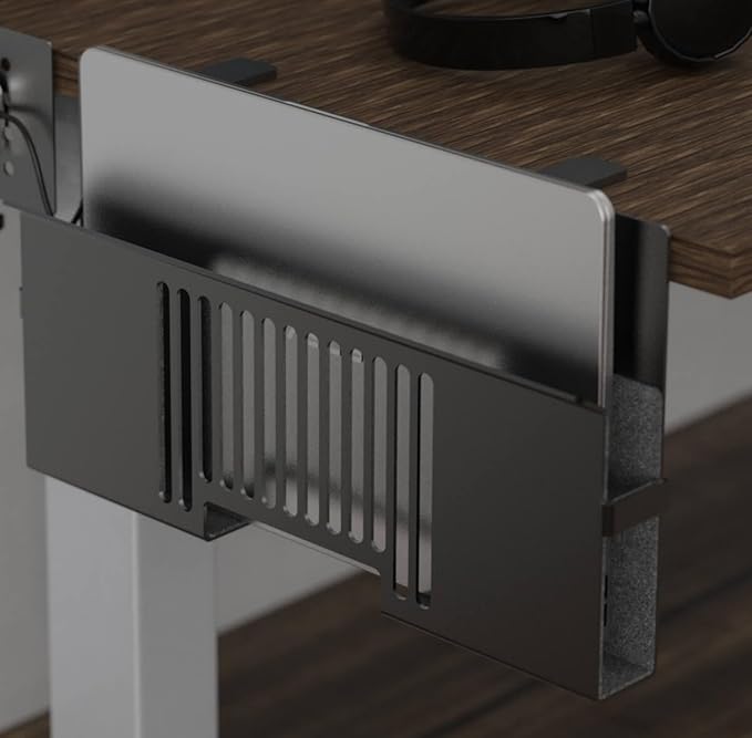 Vertical Side-Mount Laptop Holder Bracket for Desk Storage -fits: Dell/Acer/ASUS/XPS/MacBook/Surface/Lenovo/HP/Gaming Laptops (up to 16 inches) (Perforated Steel, Alloy Steel)