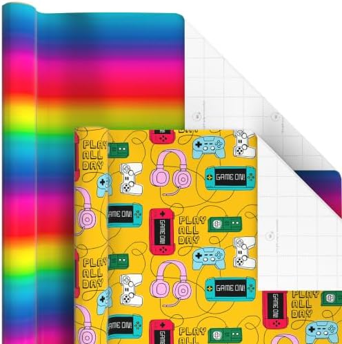 Hallmark Kids Wrapping Paper, 6 Rolls (Dinosaurs, Unicorns, Rainbows)