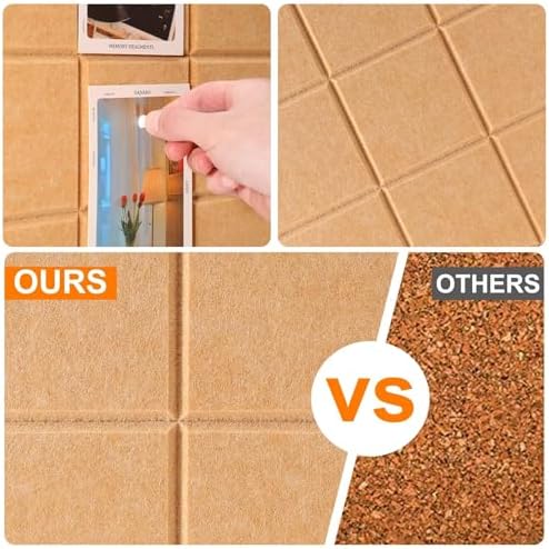 Bulletin Board 6 Pack Large Pin Board 11.8" x 11.8", Felt Board Tiles with 30 Push Pins Alternative to Cork Board for Wall Damage-Free, Self Adhesive Notice Board Memo Board for Home Office