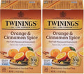 Twinings Orange & Cinnamon Spice Herbal Tea Individually Wrapped Bags, 20 Count (Pack of 2), Naturally Caffeine-Free, Enjoy Hot or Iced, 20 Teabags