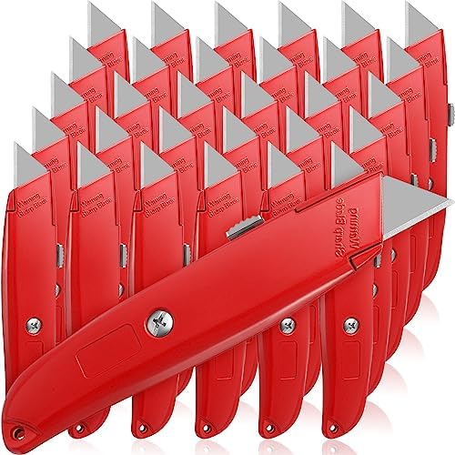 Reginary 30 Pcs Box Cutters Bulk, Utility Knives, Red