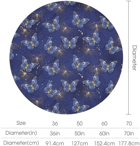Retro Blue Butterfly Tablecloth, Luxury Golden Blue Butterfly Print Table Cover for Home Dining Decor Kitchen Party Outdoor, 70x70in