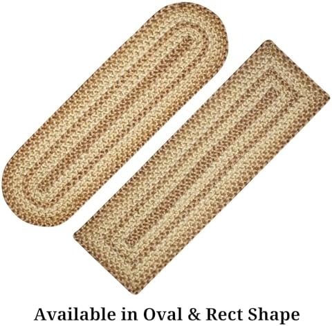 Homespice Cookie Dough Jute Braided Stair Treads, Oval 8x28 Set of 13