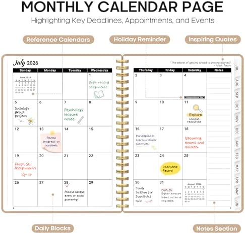 Taja Planner 2026-2027, 8.5" x 11" Calendar Planner, Jul 2026-Jun 2027 | Letter Hardcover Weekly & Monthly Academic Year Planner, Large Planning Agenda With Tabs, School & Office Supplies, Oat Brown