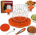 Large Chicken Shredder Tool with Suction Base 2026 – Twist Meat Shredder with Ergonomic Handle & Anti-Slip Grip – Transparent Lid for Easy Shredding Chicken & Beef (Orange)