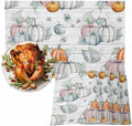 Watercolor Fall Pumpkins Thanksgiving Placemats Set of 6, Harvest Farm Grey Vintage Wood Cotton Linen Stain Resistant Table Mats Washable Placemat Decoration For Kitchen Dining Table