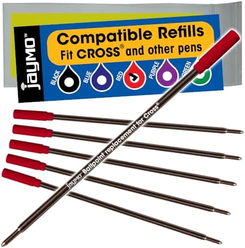 Replacement for Cross 8515 - Ballpoint Pen Refill - 6 Red