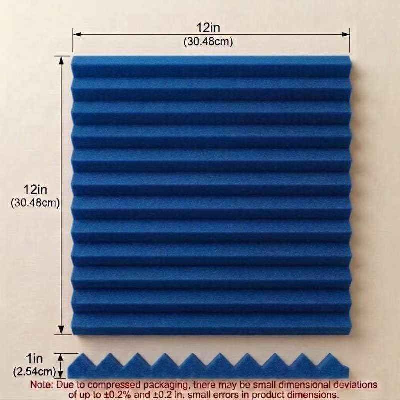 48 Pack 12 "X 12 "X1 Acoustic Panels Studio Soundproofing Foam Wedge Tiles, (24BLUE+24BLACK)