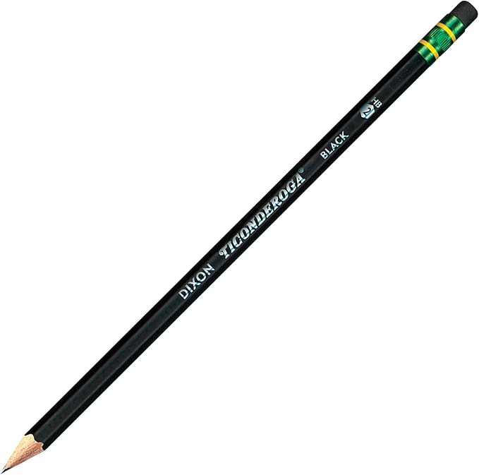 Ticonderoga Wood-Cased Pencils, #2 HB Soft, Black, 12 Count