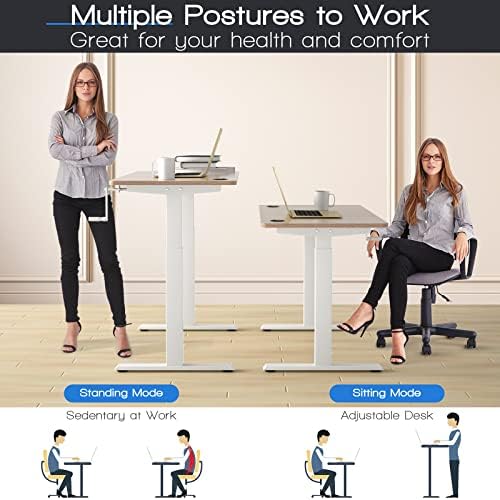 COSTWAY Crank Standing Desk Frame, Manual Hand Crank Workstation Base, Ergonomic Sit to Stand Base w/Foldable Crank Handle, Hook, Cable Management Rack (White)