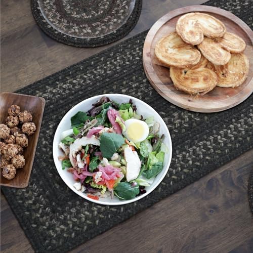 Homespice Jet Black Braided Trivets Ideal as Pot Holders, Round 8" Set of 6