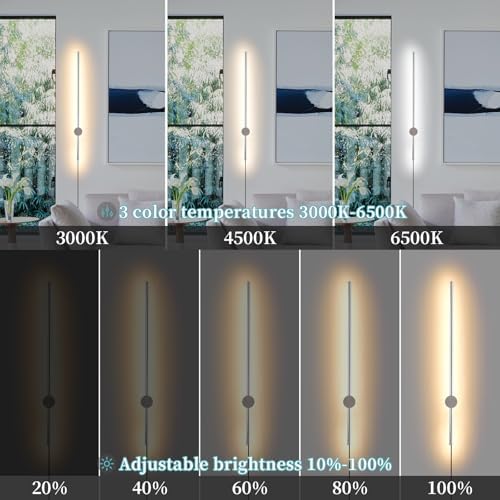 KELUOLY Modern Chrome Plug in Wall Sconce with Remote, Dimmable 31.5" LED Wall Sconces Set of Two with Memory Function, Adjustable Color Temperature Brightness, Timer, 350° Rotate, Hardwire or Plug-in