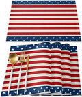 July 4th Placemats Set of 6-Patriotic Stripes and Stars Heat Resistant Placemat Washable Cotton Linen Table Mats Memorial Day Independence Day Party Summer Holiday Decorations for Kitchen Dining Table