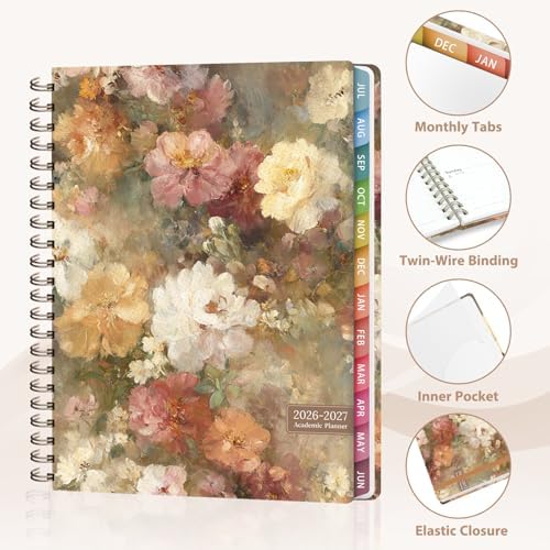 Planner 2026-2027, Weekly and Monthly Academic Planner, July 2026 - June 2027, Hardcover Calendar Agenda Book for School Year Planning, School Supplies for Teacher and Student, Letter Size(8.5'' x 11'')