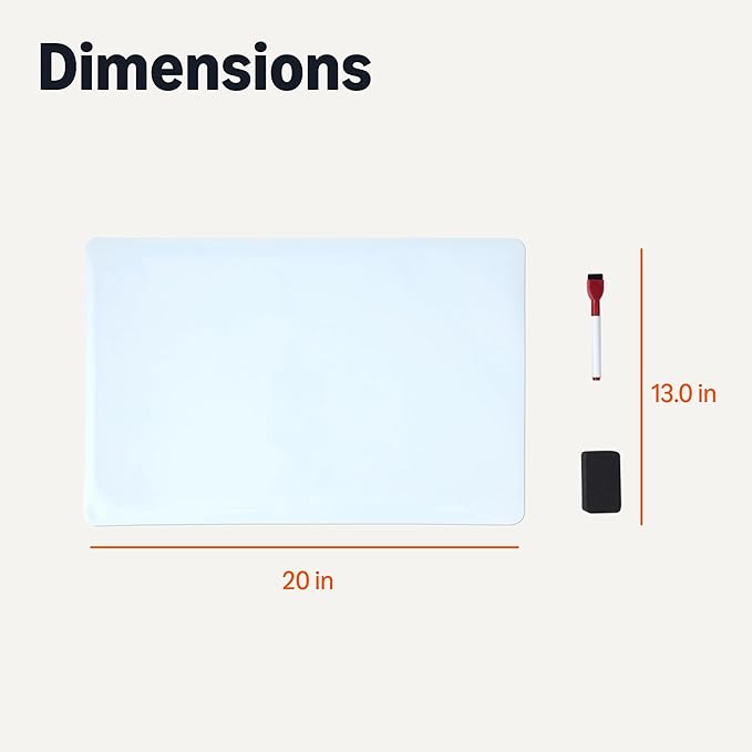 Amazon Basics Magnetic Whiteboard, Dry-Erase Board for Fridge with 2 Markers and Eraser, Sheet 20" x 13"
