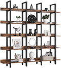 IRONCK Book Shelf Triple Wide Bookshelves 5 Tiers with Back Fence