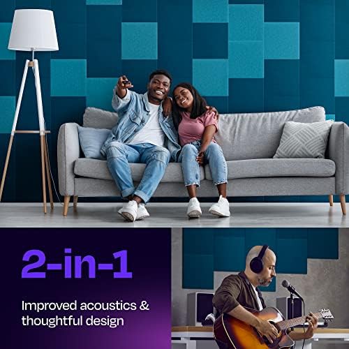 Acoustic Panels 12-Pack Soundproof Wall Panels 12"X12"X0.4" Sound Panels High Density Sound Dampening Panels - [Ocean Turquoise Square]
