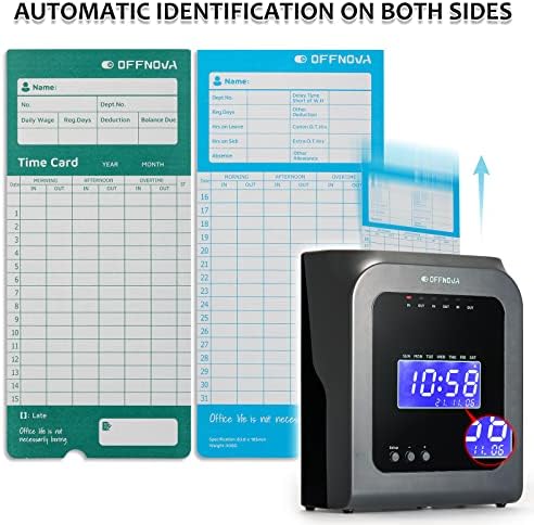 OFFNOVA Thermal Employee Time Cards, Monthly Double-Sided Punch Cards, 3.3" x 7.3", Auto Sensing & Auto Mark Late/Early Leave, 50 Pack for Office Time Clock