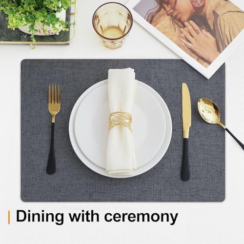 Homaxy Cloths Placemats for Dining Table Set of 8, 13" x 19", Charcoal Gray