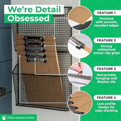Clipboards (Set of 30) Hardboard Clipboard Low Profile Clip A4 Letter Size