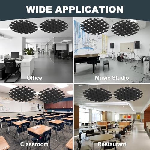 Acoustic Ceiling Panels Sound Absorbing Panels, Hexagon Black