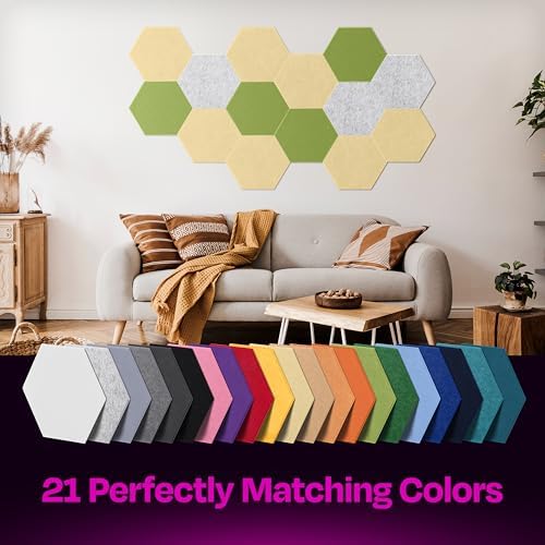 Acoustic Panels 12-Pack Soundproof Wall Panels 14"X12.1"X0.4" Sound Panels High Density Sound Dampening Panels - [Cancun Sand Hexagon]