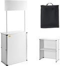 VEVOR Promotion Counter Table, Portable Tradeshow Podium Table, 30.91" x 14.96" x 71.46", Display Exhibition Counter Stand Booth Fair with Wall, Pop Up Podium with Storage Rack/Carrying Bag