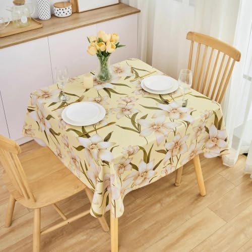 LIBERECOO Heavy Duty Vinyl Tablecloth with Flannel Backing Waterproof Oil-Proof Plastic Table Cloth Stain-Resistant Wipeable Rectangle or Square Table Cover for Indoor and Outdoor 54 x 54 Inch