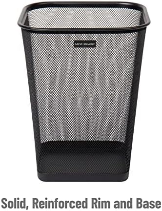 Mind Reader Mesh Trash Can, Waste Paper Basket, Square, Office, Metal Mesh, 9.75" L x 9.75" W x 12.25" H, Set of 4, Black