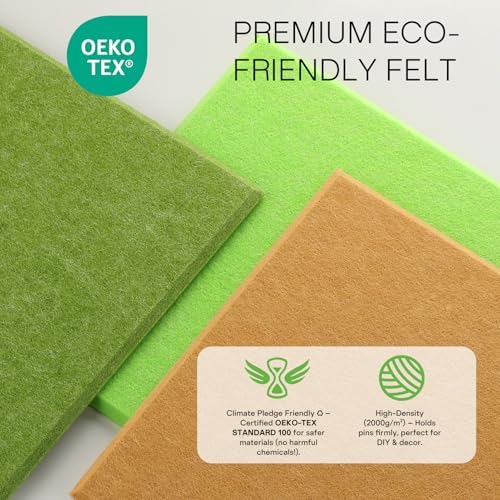 MaxGear Large Cork Board for Wall 36" x 24", Fruit Green Bulletin Board, 6 Pack Felt Wall Tiles with Pushpins, Cork Boards for Office Pin Board Tack Board Cork Boards