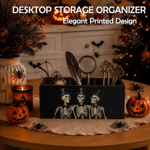 Gothic Skeleton Halloween Pen Pencil Holder for Desk