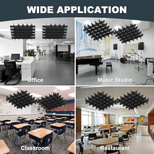 Acoustic Ceiling Panels Sound Absorbing Panels, Lattice Black
