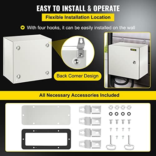 VEVOR NEMA Steel Enclosure, 12" x 12" x 8" NEMA 4X Steel Electrical Box,IP66 Waterproof & Dustproof,Outdoor/Indoor Electrical Junction Box,with Mounting Plate